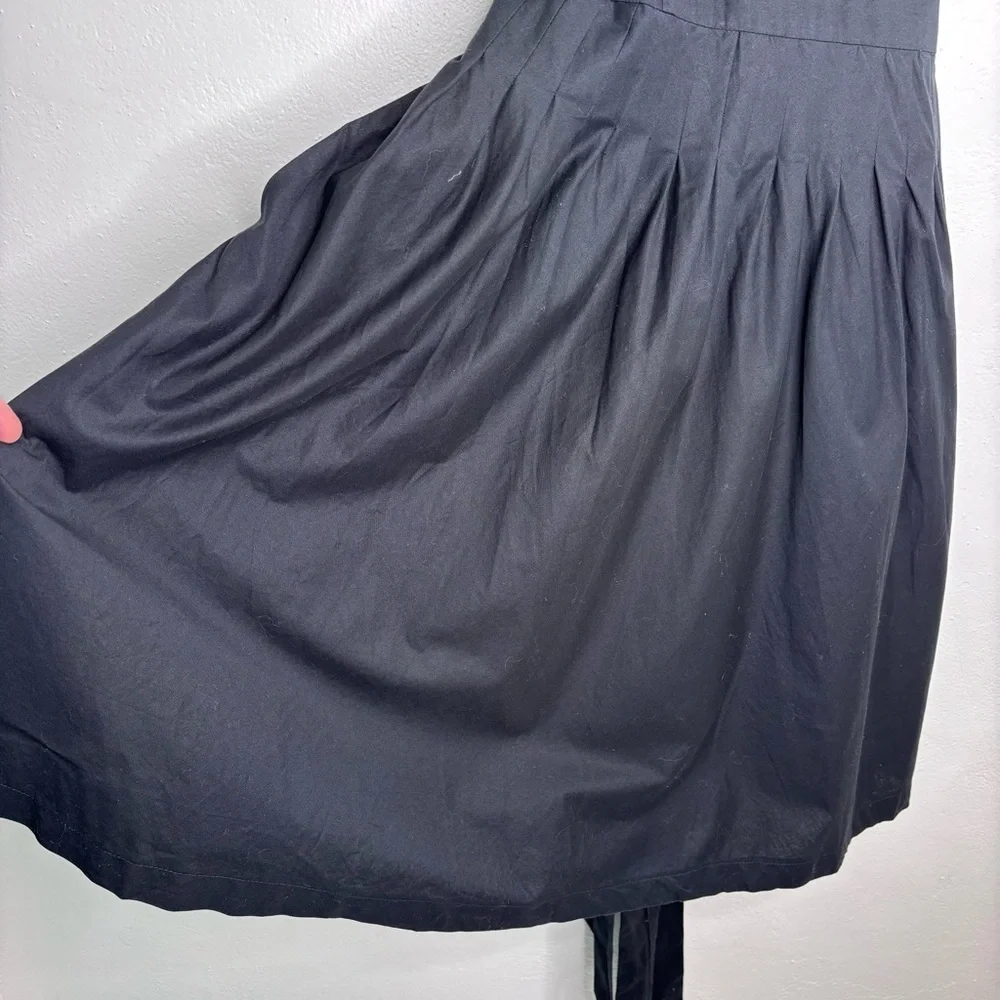 Sandro Black V-Neck Pleated Midi Dress Sleeveless Size 12 - Picture 8 of 10